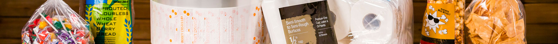 banner image of a variety of products in plastic packaging