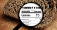 image of magnifying glass showing bread nutrition facts reading 70 calories