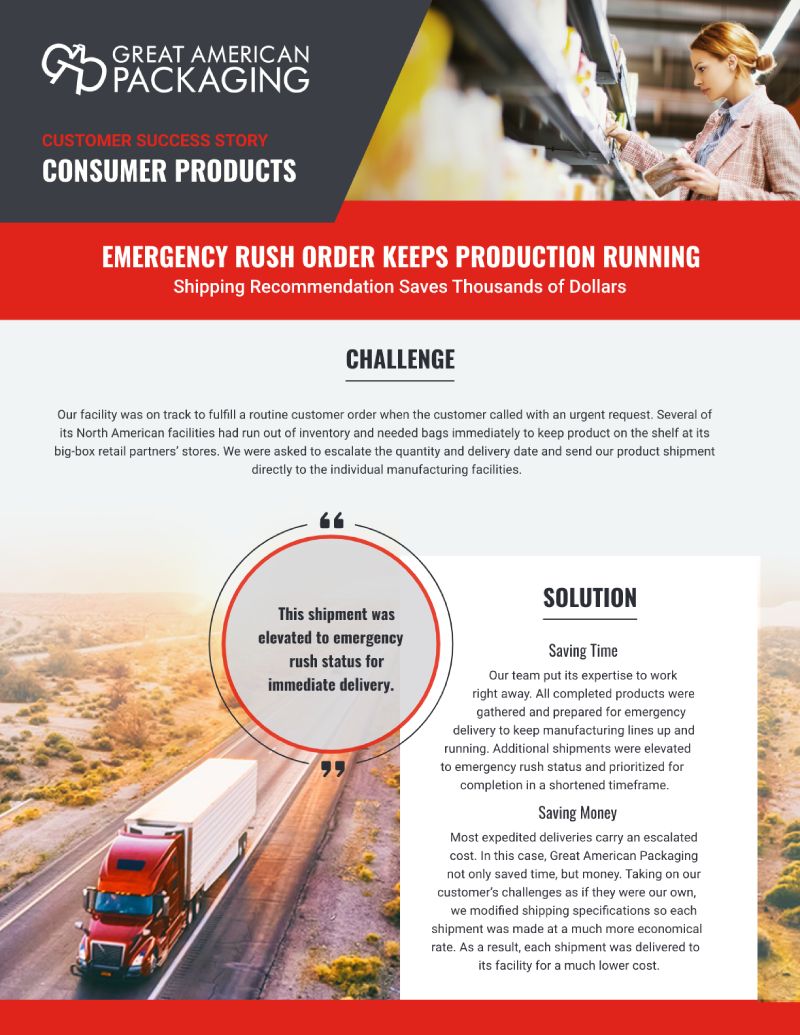 Emergency Rush Order Keeps Production Running customer success story