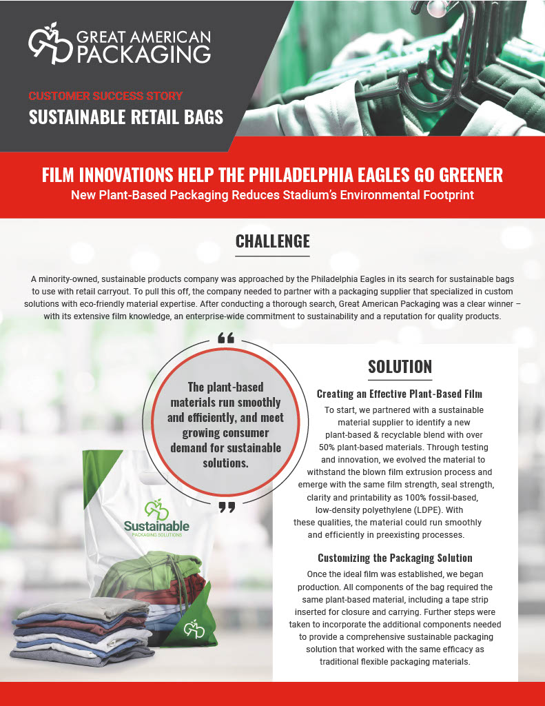 great am pack film innovations help the philadelphia eagles go greener