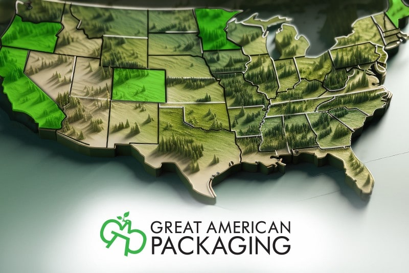 image of united states map with great american packaging logo